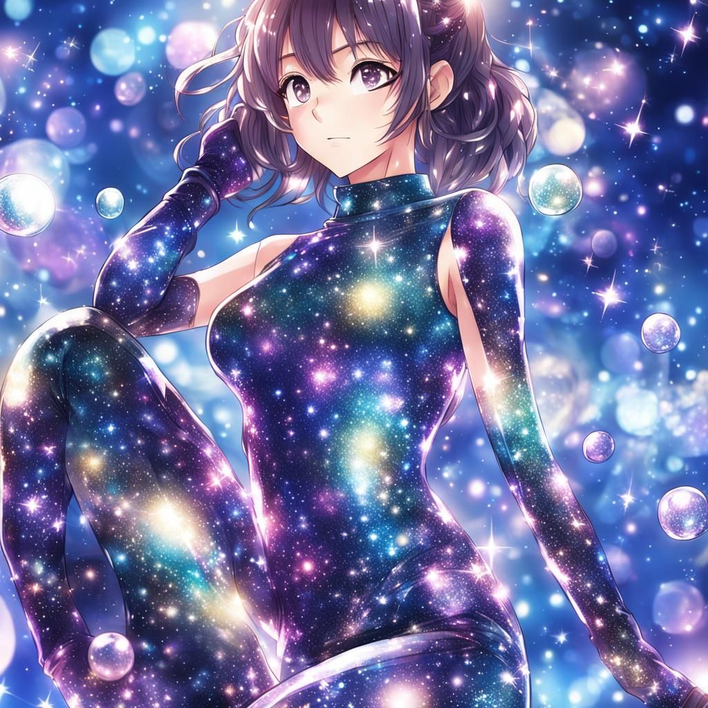 Sparkly Anime Girl in Manga Style