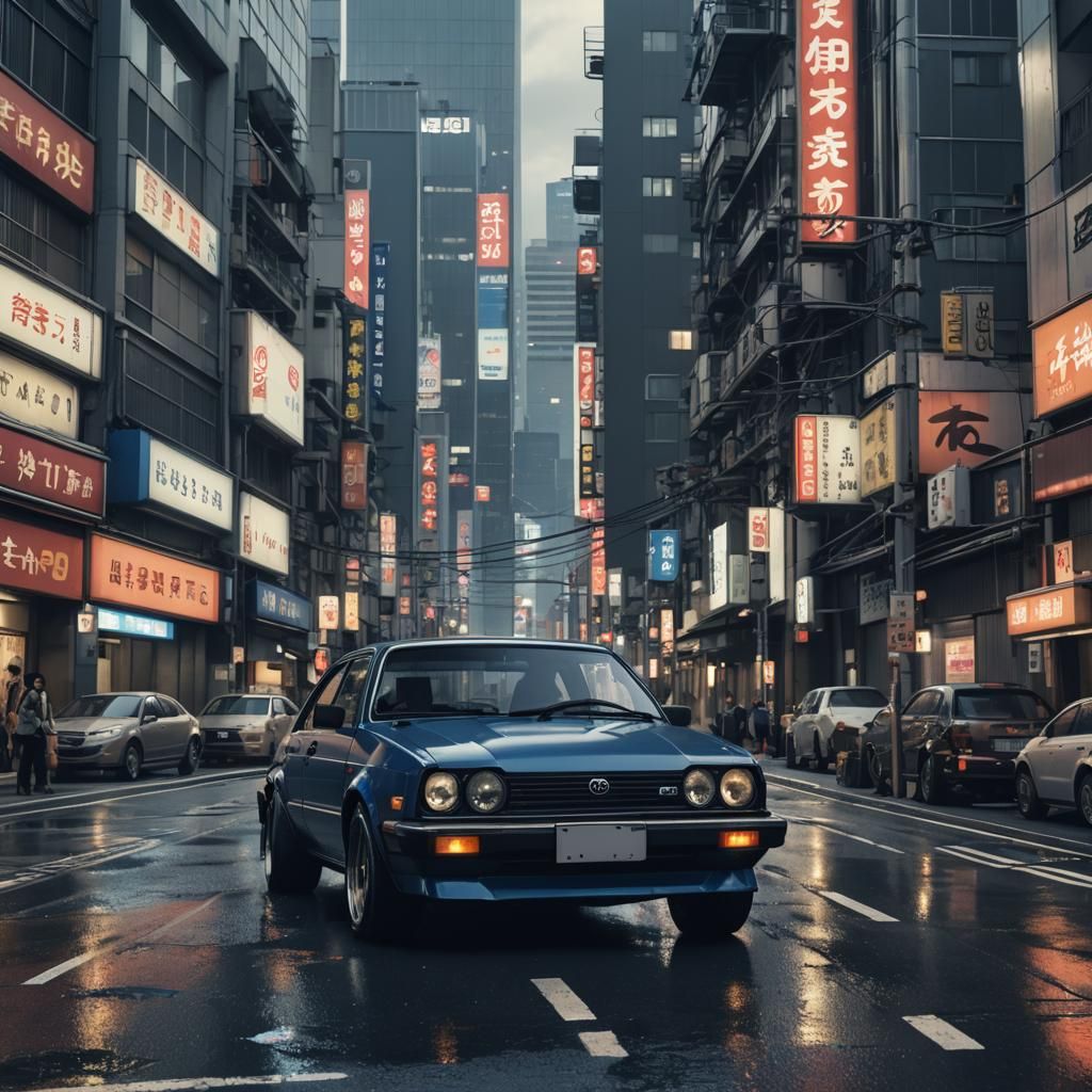 Toyota Corolla KE70 in Tokyo Street Scene