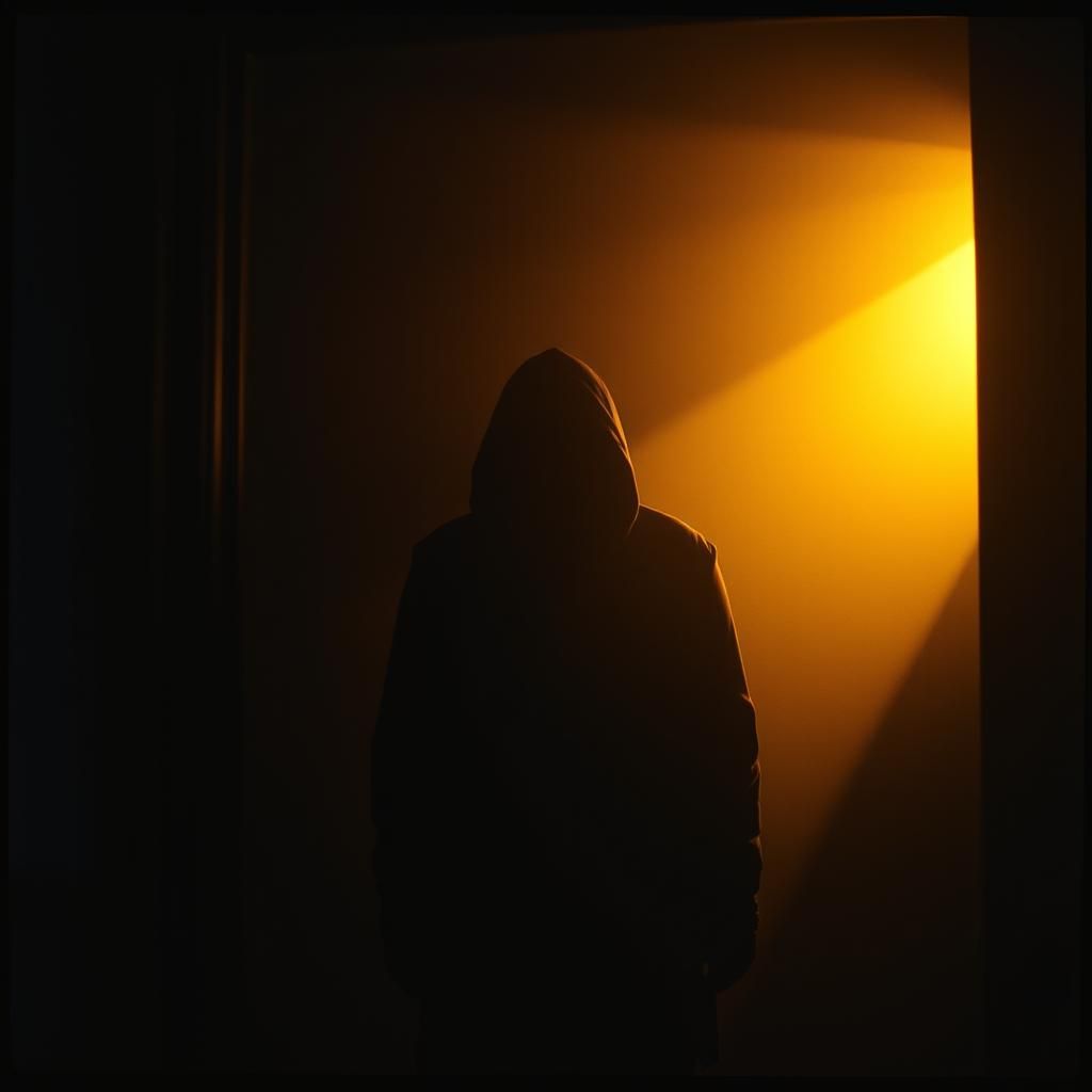 Ominous Figure in Shadow: Cinematic Film Still