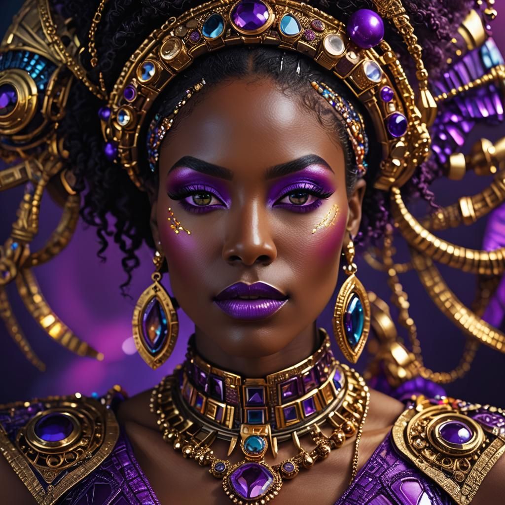 Hyperrealistic Portrait of Woman with Futuristic Jewelry
