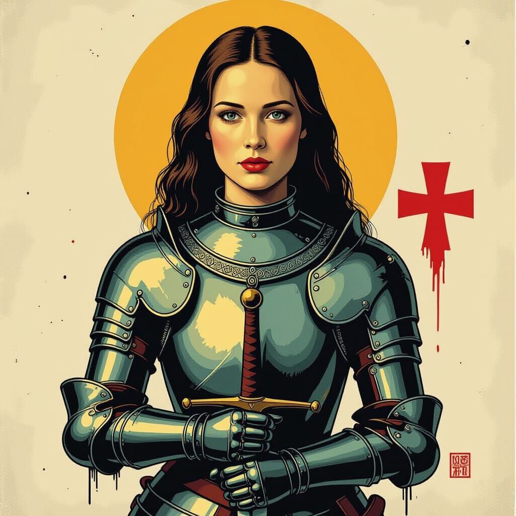 Joan of Arc in Banksy Street Art Style