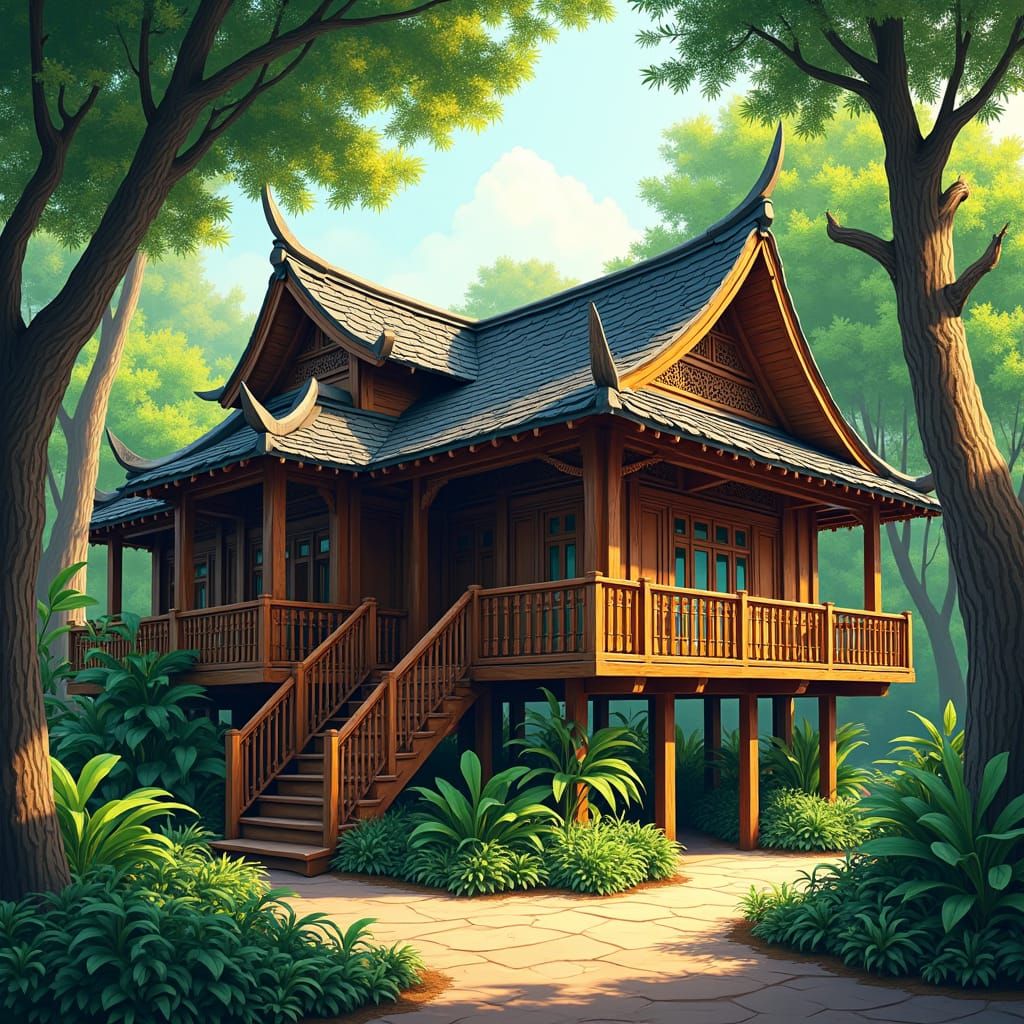 Majestic Tây Nguyên Stilt House in Vietnamese Folk Art