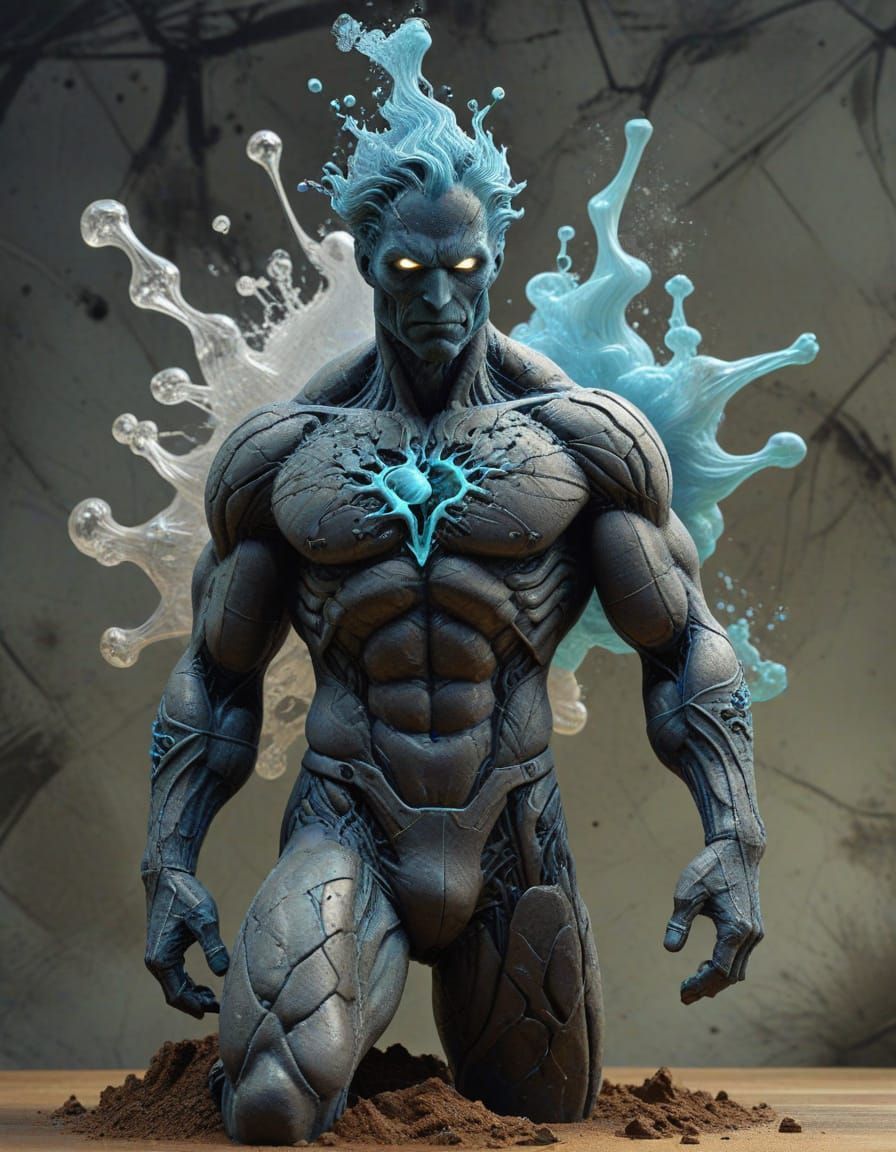 Surreal Superhero Unleashes Caffeine Power in Chalk Art