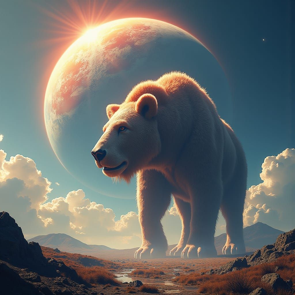 Giant Alien Bear Emerges Behind Earth