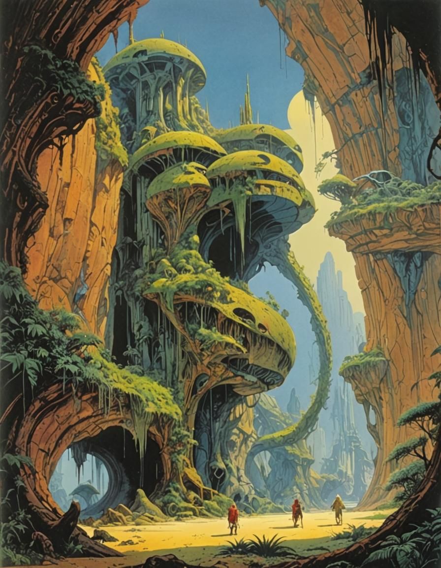 Surreal Landscape Inspired by 1970s Fantasy Art