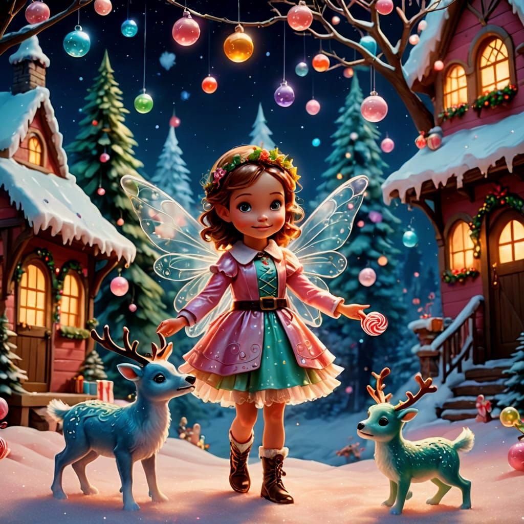 Glowing Glass Christmas Fairy in Whimsical Wonderland