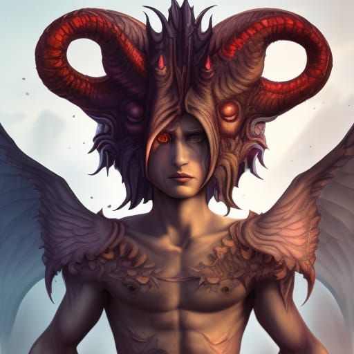 Cute Demon Boy: Detailed Matte Painting