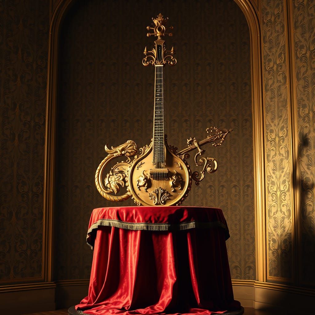 Renaissance Era Musical Instrument in Baroque Opulence