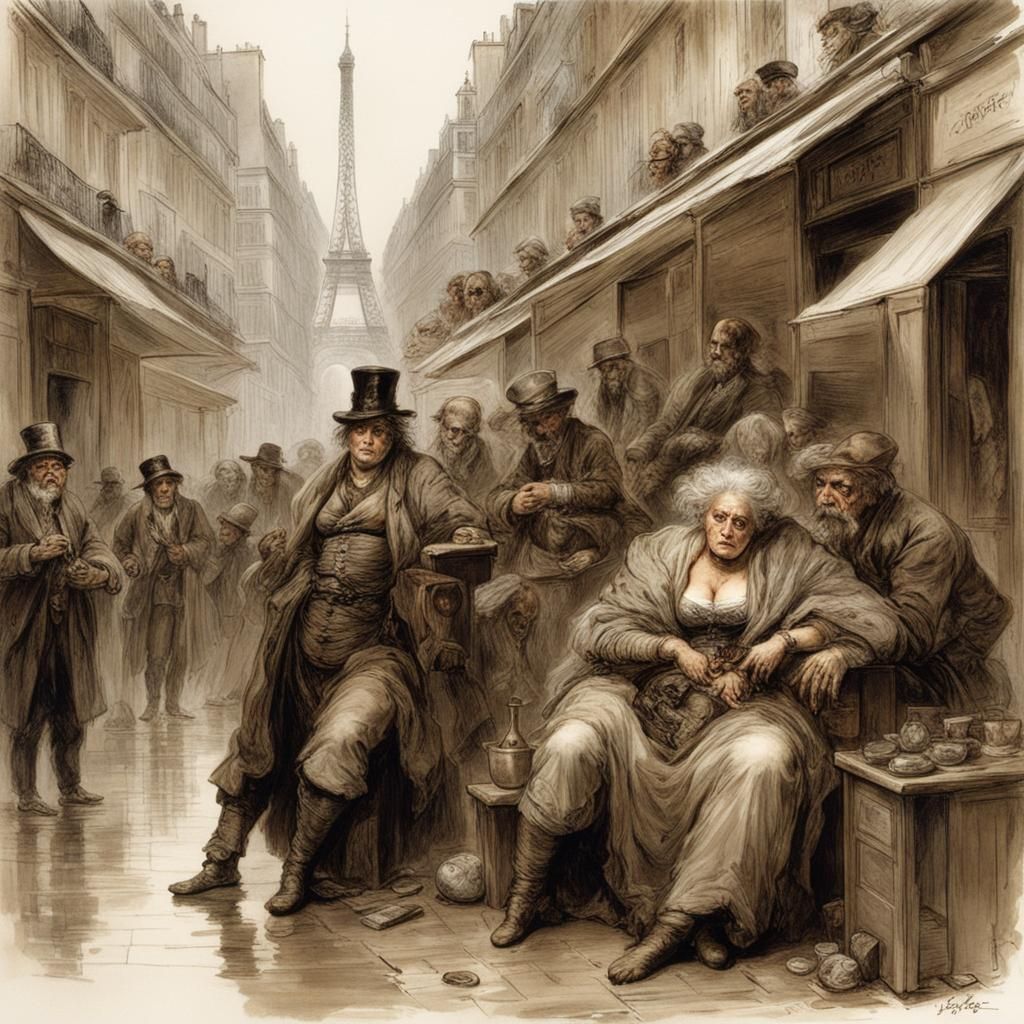 View of the miserable in a Paris.