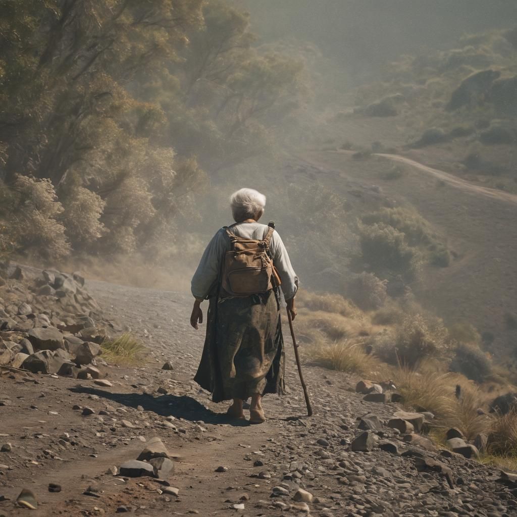 Elderly Maori Woman with Grandchild, Ethereal Impressionism