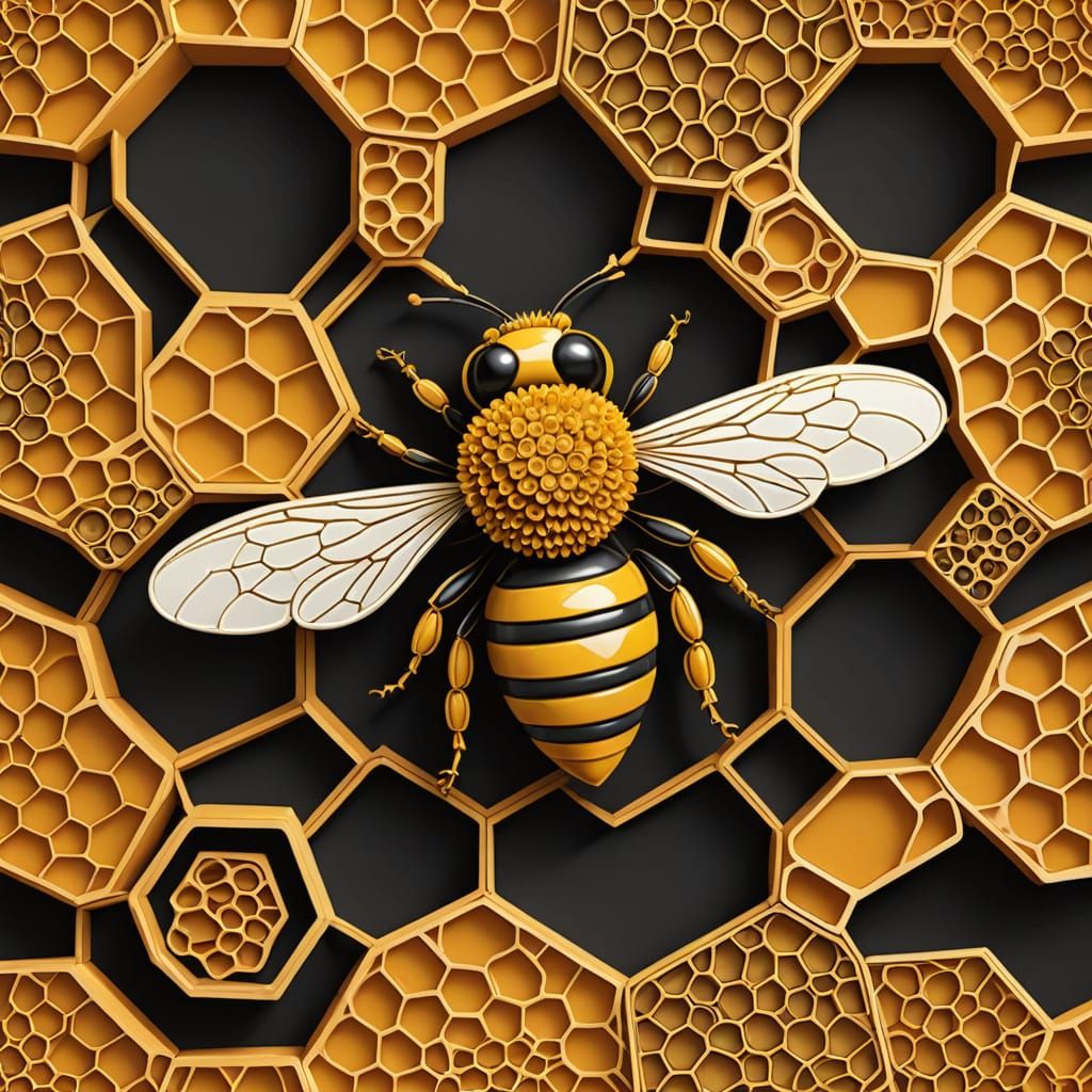 Fractal Honeycomb Hive in Vibrant Colors