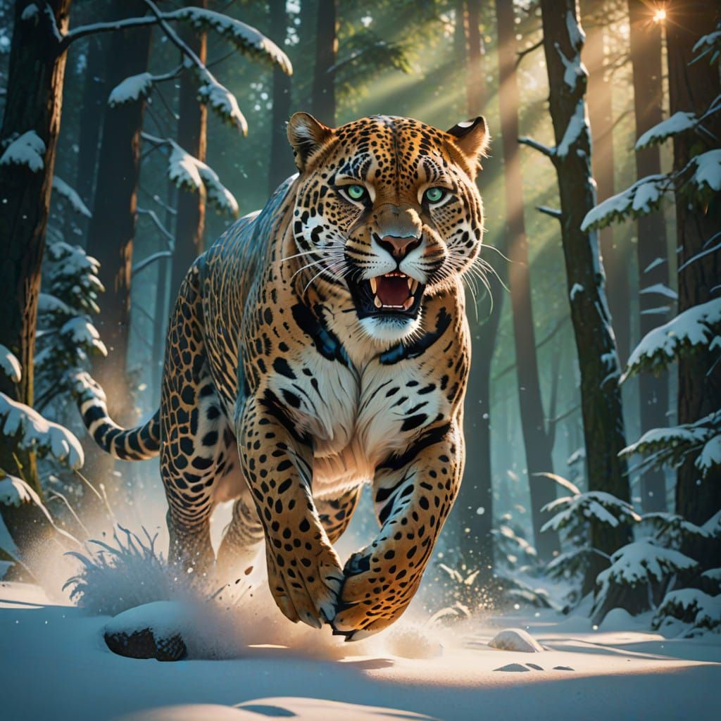 Majestic Furry Jaguar in Epic Fantasy Style