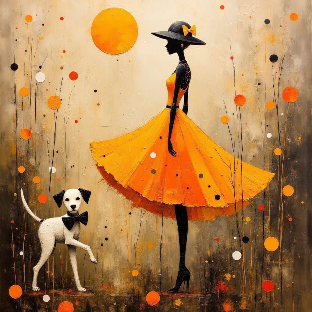 Android and Dalmatian Puppy in Polka Dot Landscape