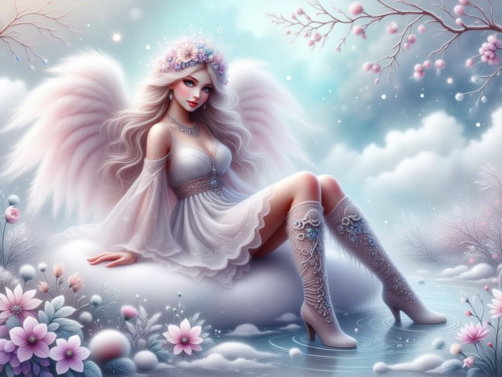 Whimsical Fantasy Angel in Bohemian Attire
