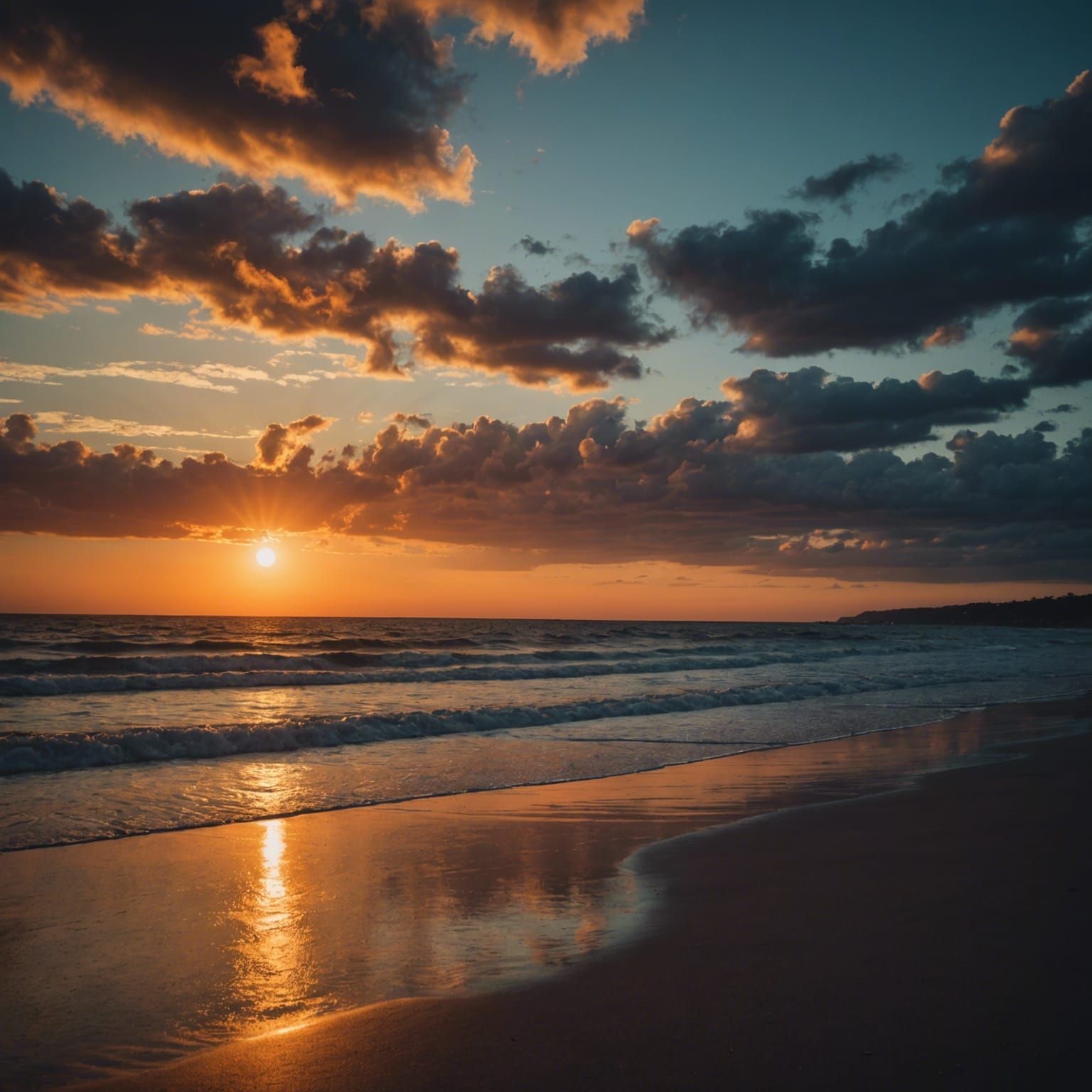 Dramatic Sunset at the Beach in Hyperrealistic Style