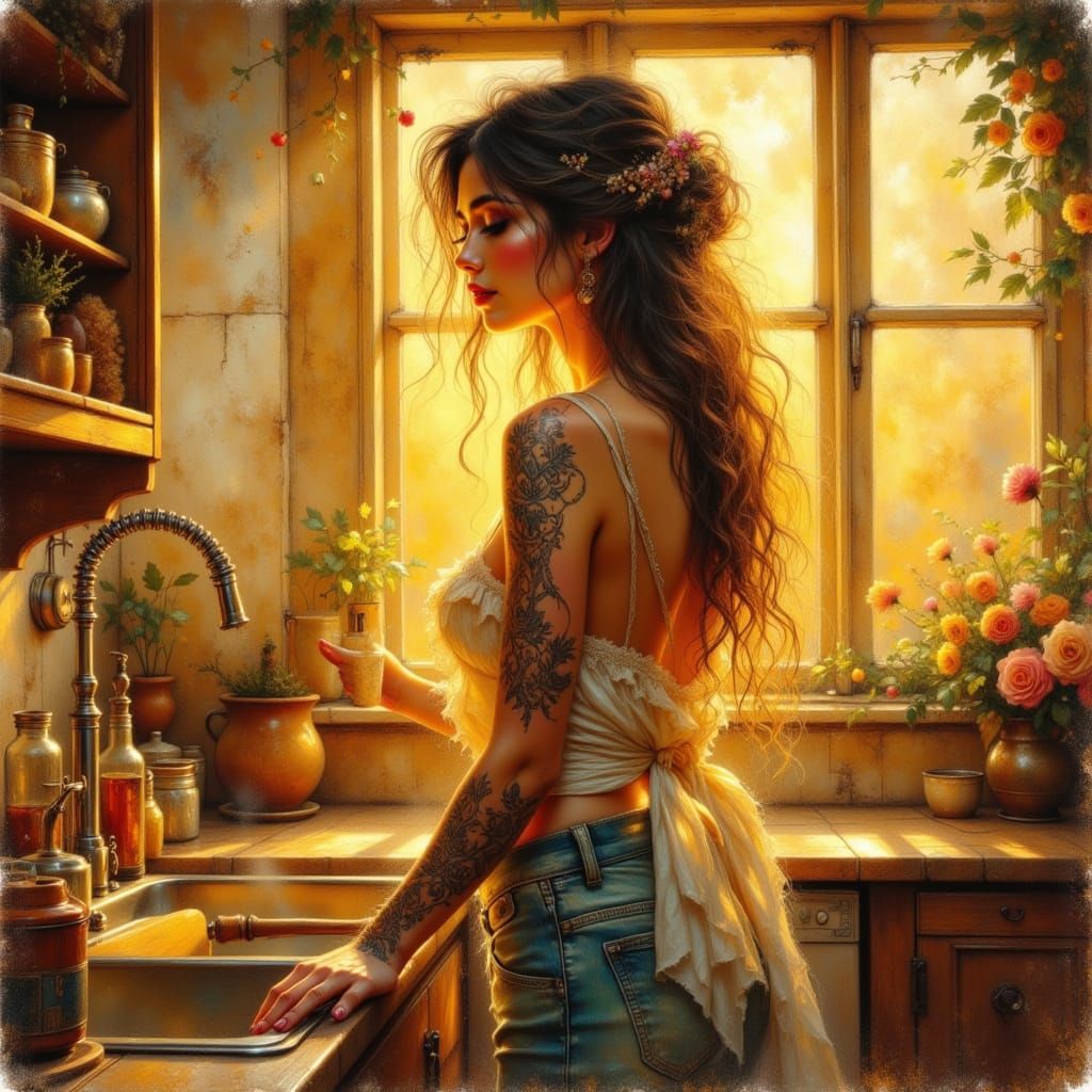 Bohemian Woman in Golden Hour Light