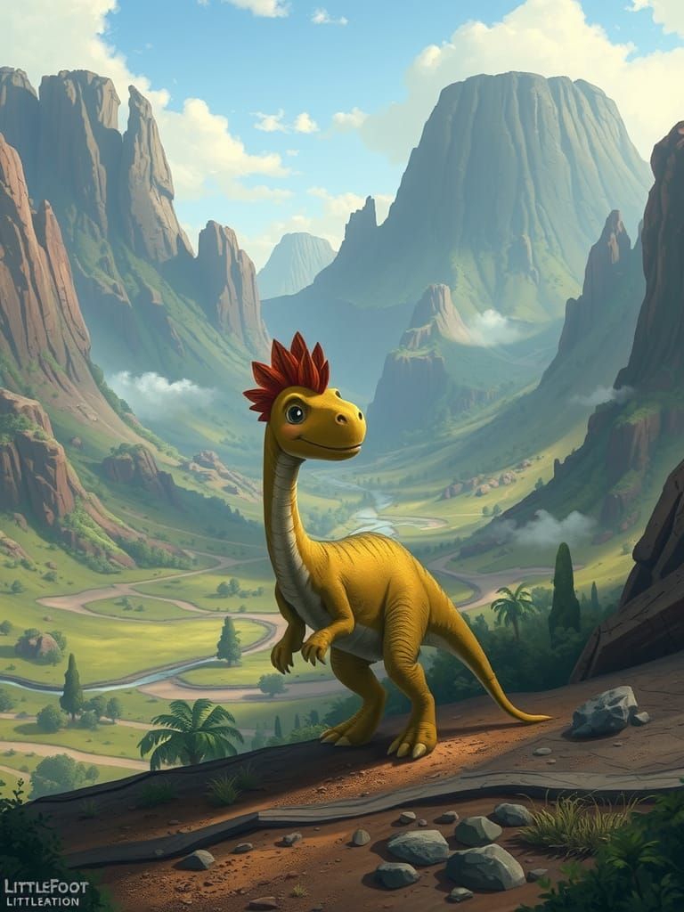 LittleFoot in Prehistoric Valley, Dinosaur Illustration