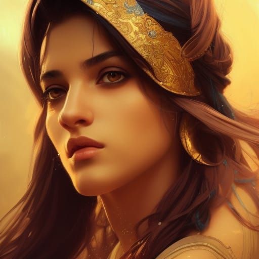 Arabian Girl Portrait in Hyperdetailed Splash Art Style
