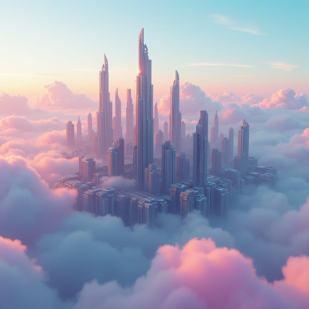 Futuristic Cloud City: Hyper-Realistic Digital Art