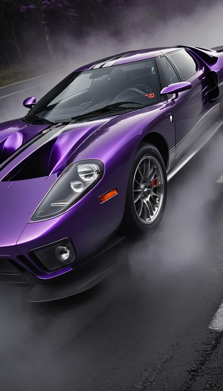 Vivid Ford GT40 in Metallic Purple with Racing Stripe