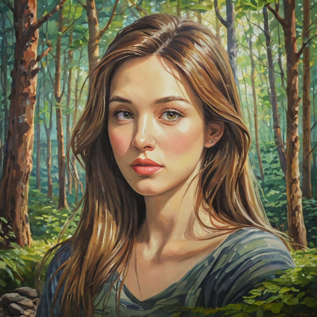 Impressionist Forest Clearing Painting With Dappled Sunlight