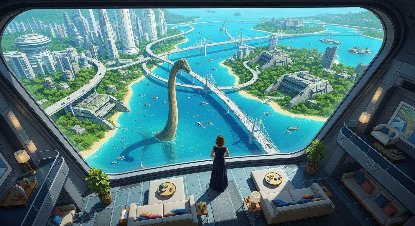 Futuristic Aquatic Cityscape in Manga Style