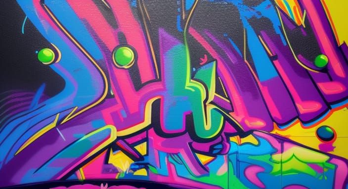 Bright UFO Graffiti Street Art Splash