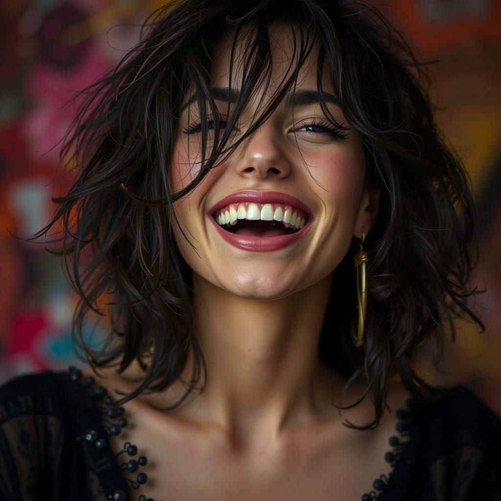 A Woman's Face in Vibrant, Expressive Colors