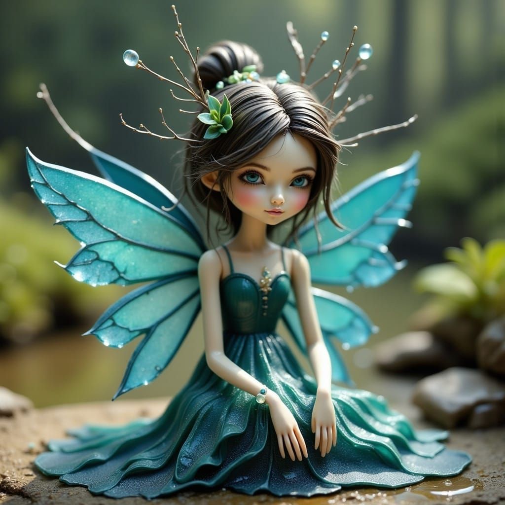 Ethereal Droplet Fairy in Storybook Style