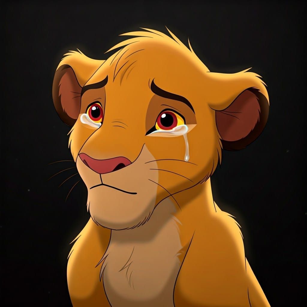 Simba Cries: Cel-Shaded Anime Art