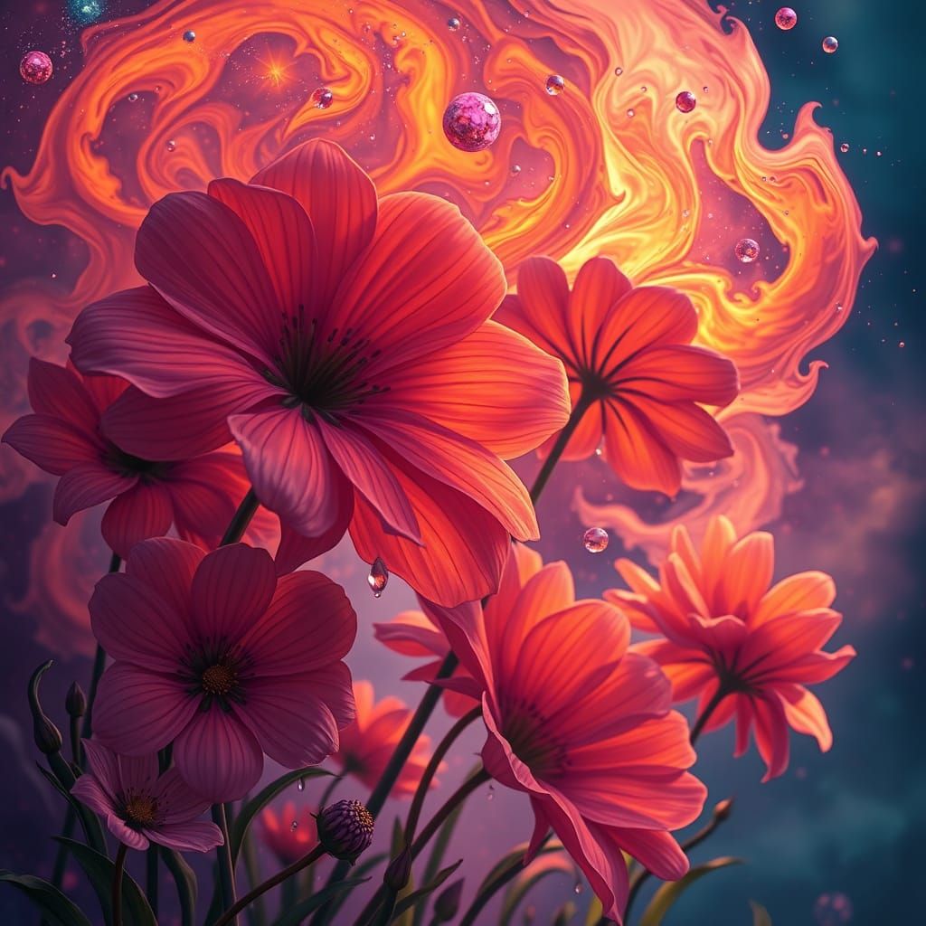 Surreal Sunset Bloom in Celestial Light