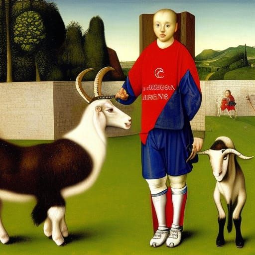 Messi Goat Portrait in Renaissance Style
