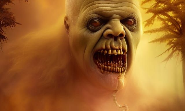 Demon in Sprite Forest: Photorealistic Psychedelic Art