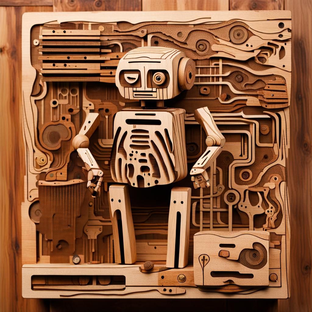 Organic Motherboard with Wooden Roboticism
