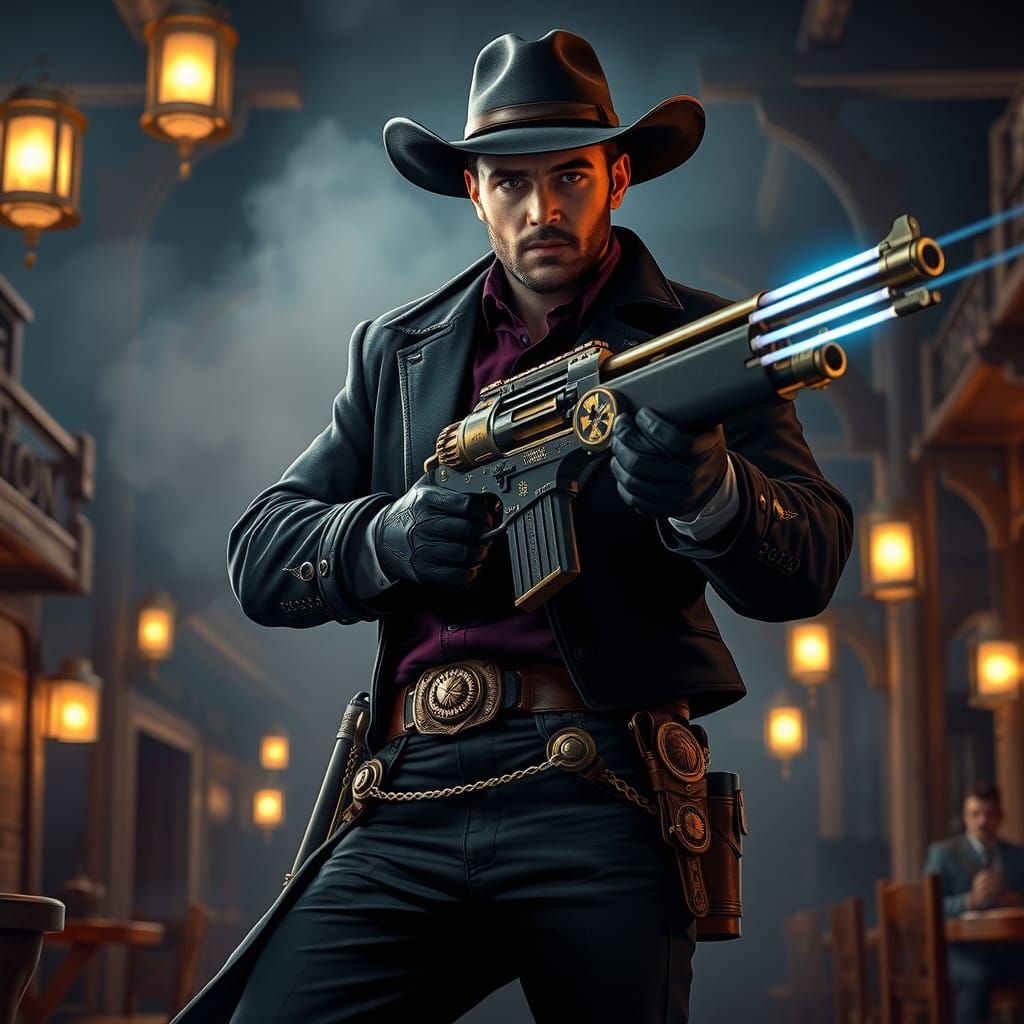 Steampunk cowboy outlaw