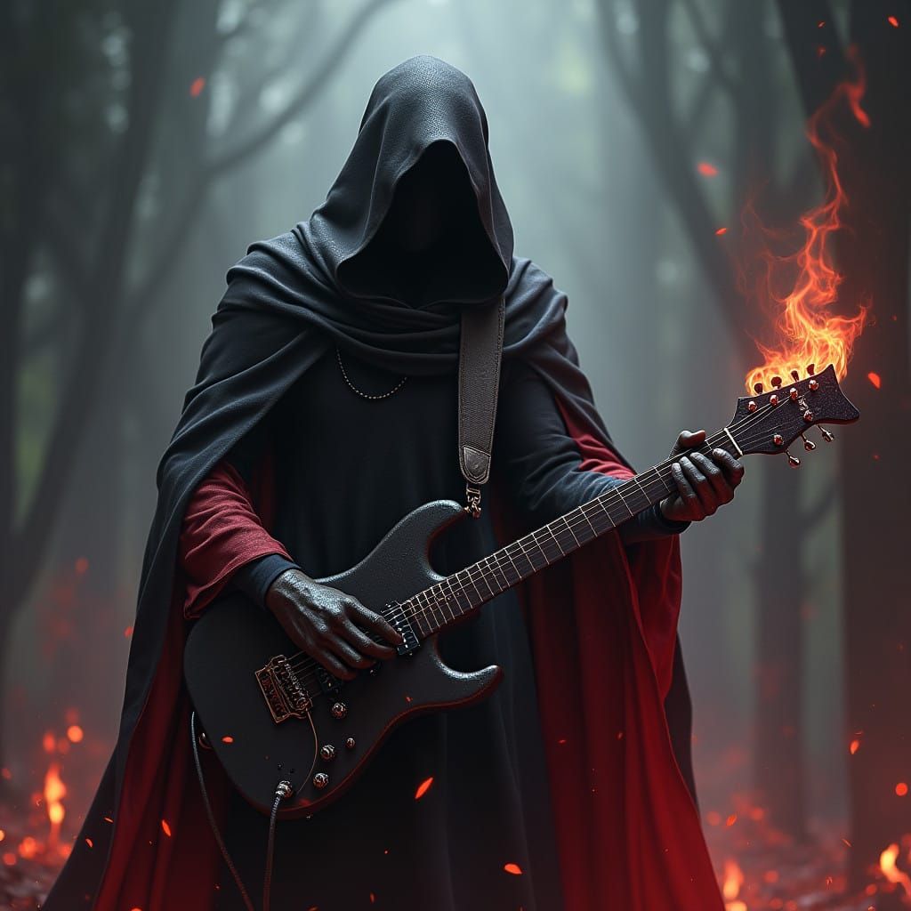 Ethereal Devil Plays Electric Guitar in Vibrant Fantasy Conc...