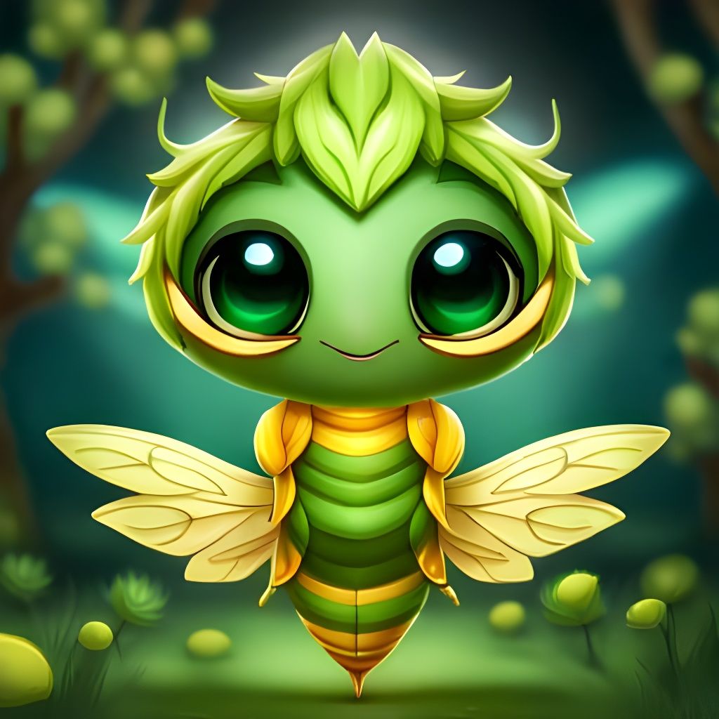 Cute Chibi Bee Fantasy Art with Big Eyes