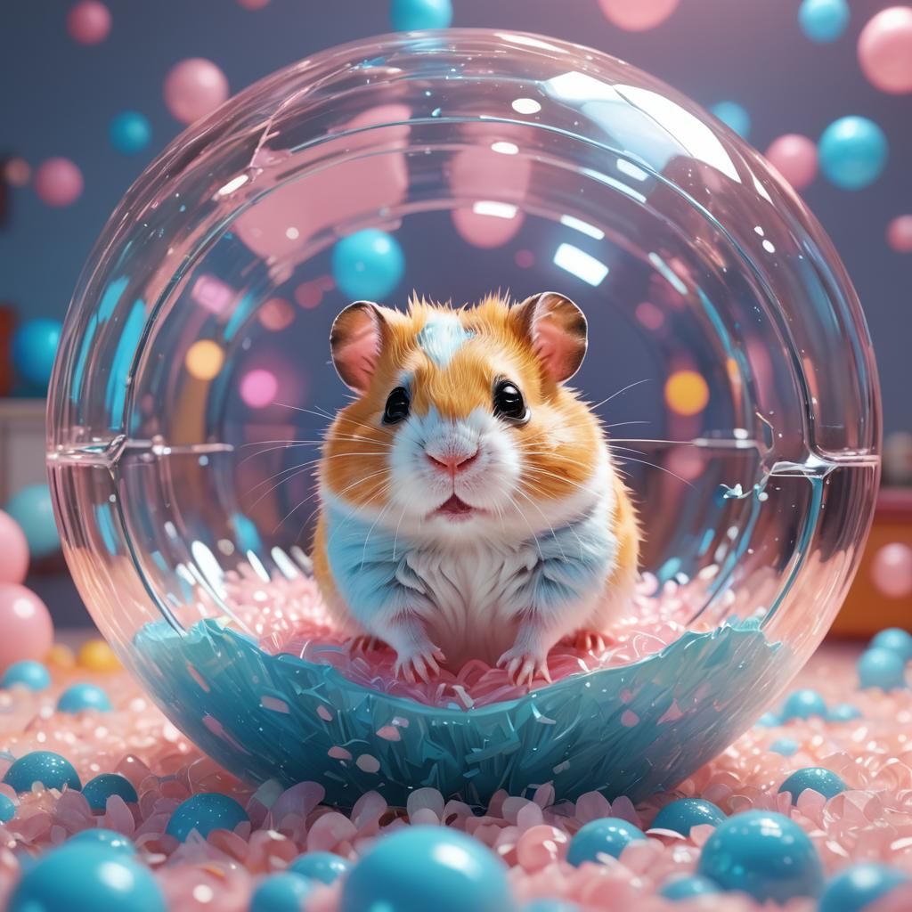 Adorable Hamster in Whimsical 3D Anime World with Vibrant Co...