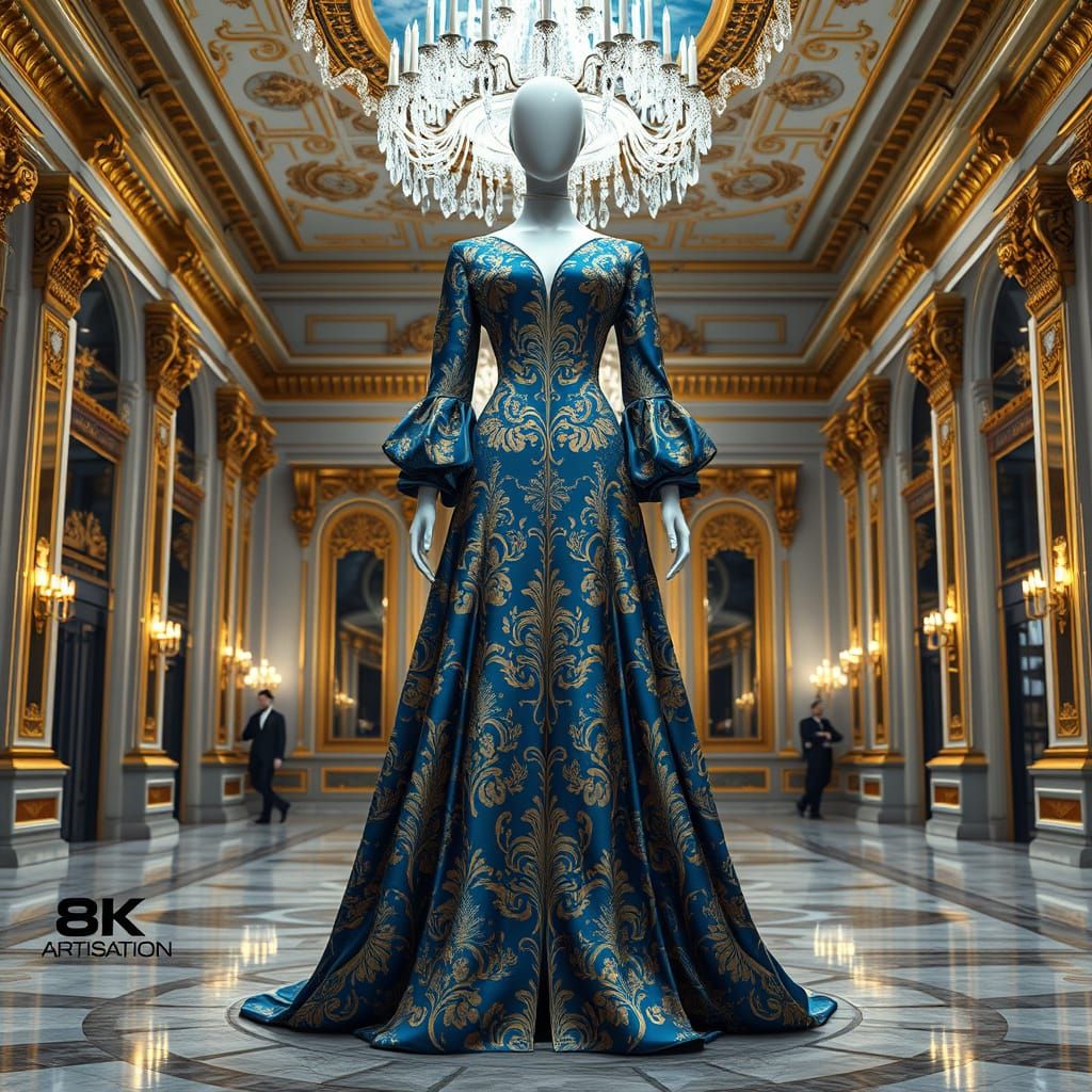Regal Formal Gown in Opulent Palace Setting