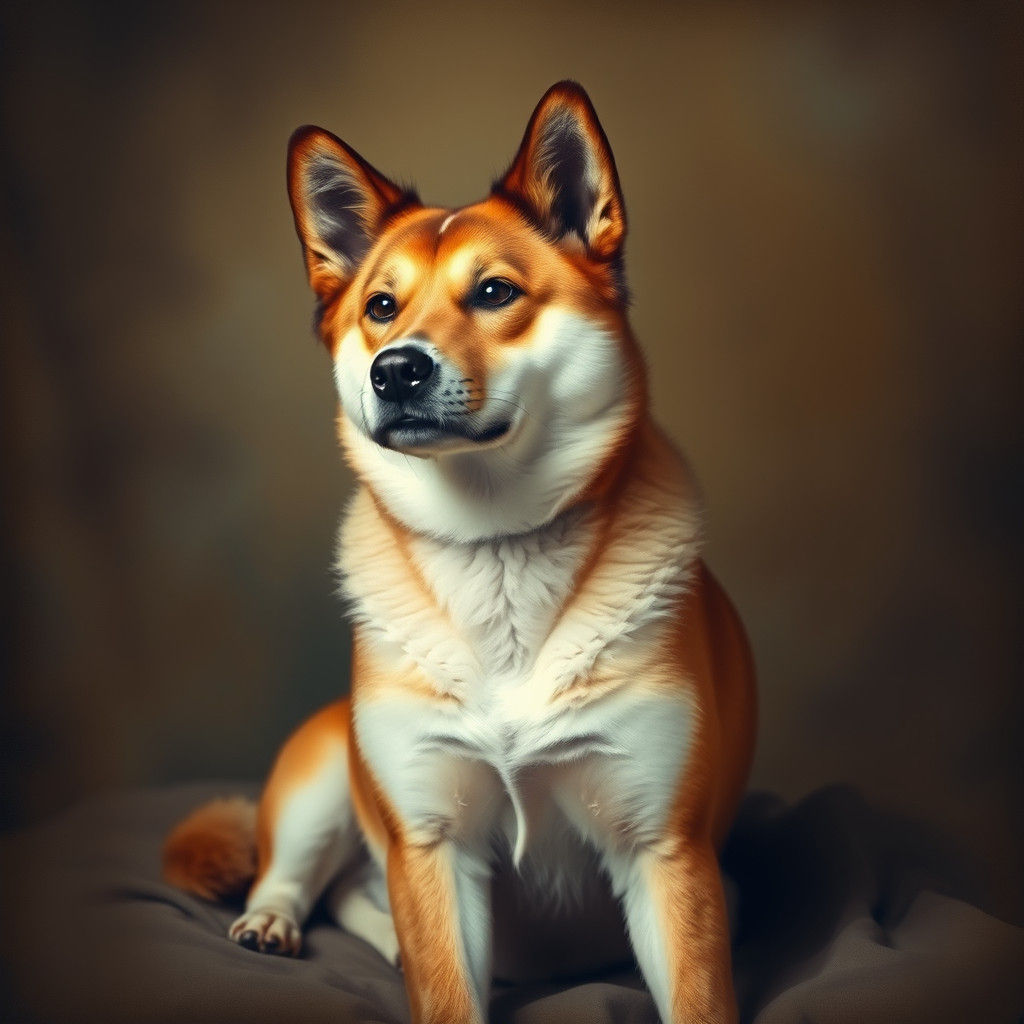 Regal Akita Dog in Serene, Warm Ambiance