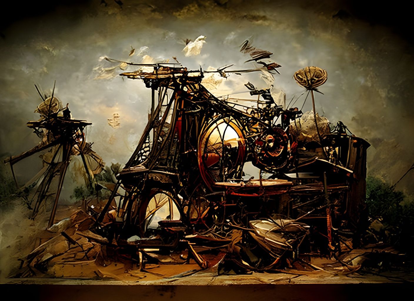 Complex Wind Machine in a Hyperdetailed Painting