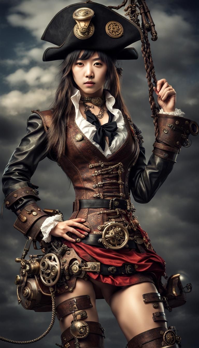 Steampunk Japanese Female Pirate in HDR