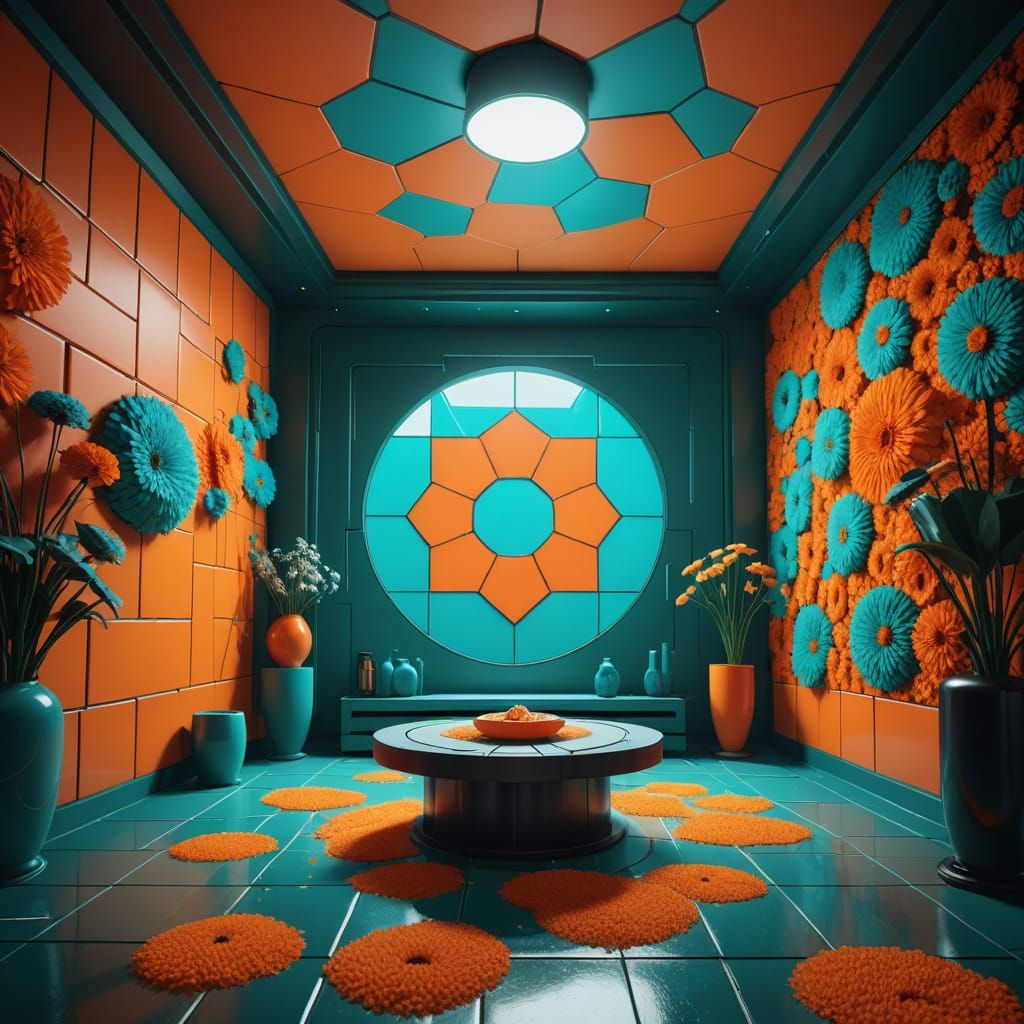 Dreaming Chamber Interior in Color Field Style