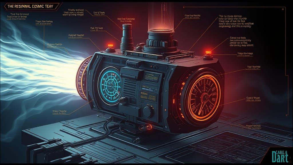 Cosmic Energy Device Schematic in Noir Style