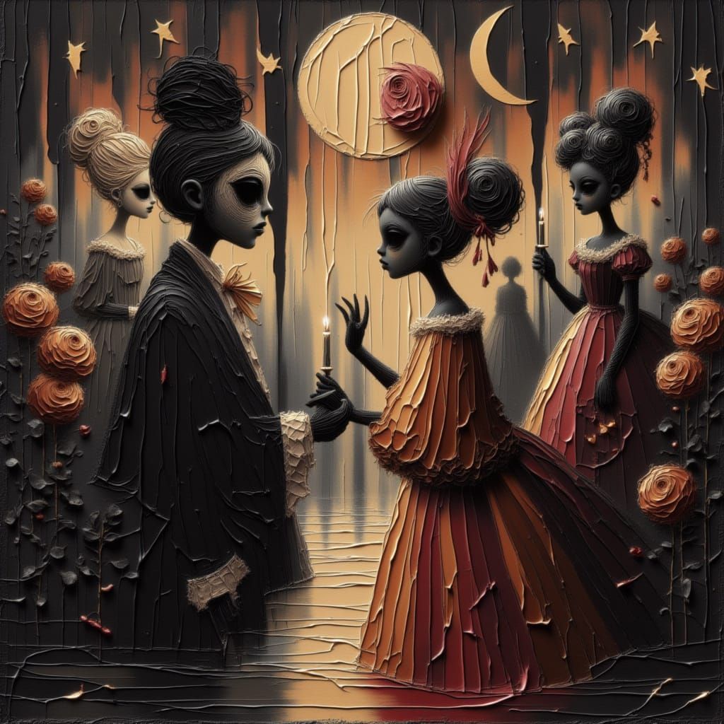 Gothic Halloween Masquerade Ball in Moonlight