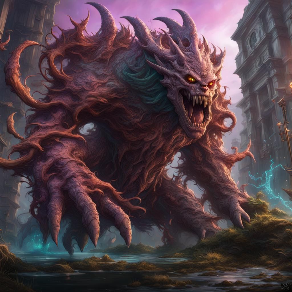 Detailed Monstrosity Splash Art in Fantasy Style