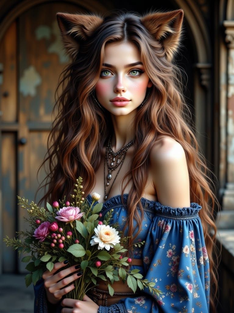 Viking Wolf Girl in Medieval Castle