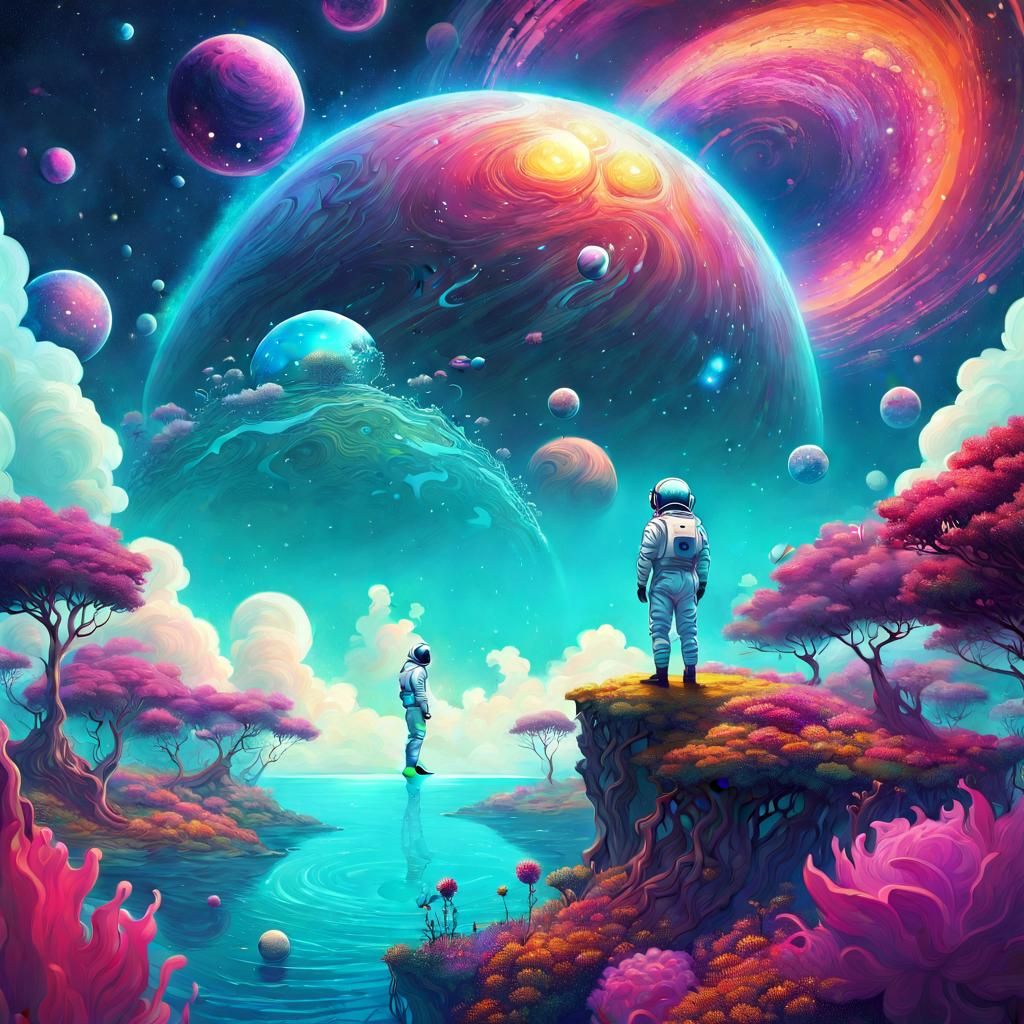 Psychedelic Space Art: Exotic Alien Ocean View