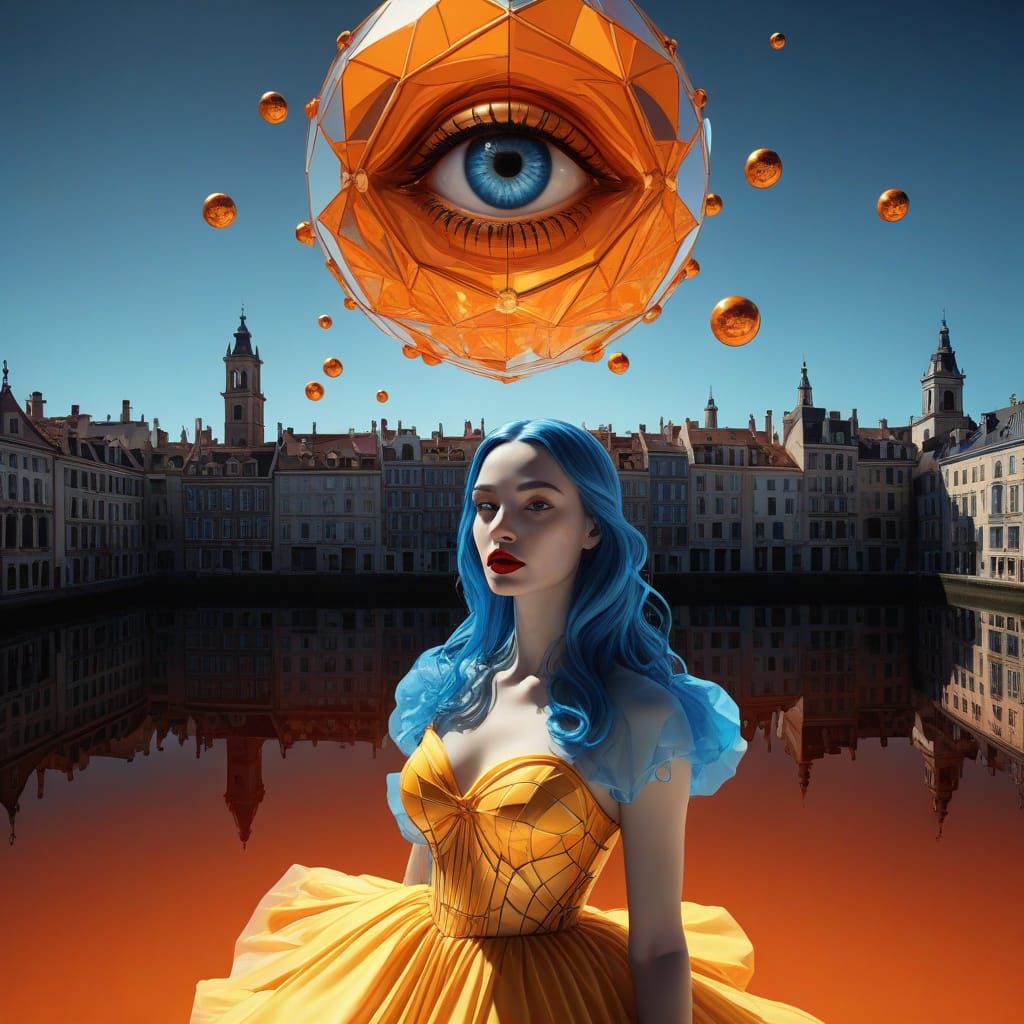 Dreamlike Cityscape of Intricate Patterns and Impossible Geo...