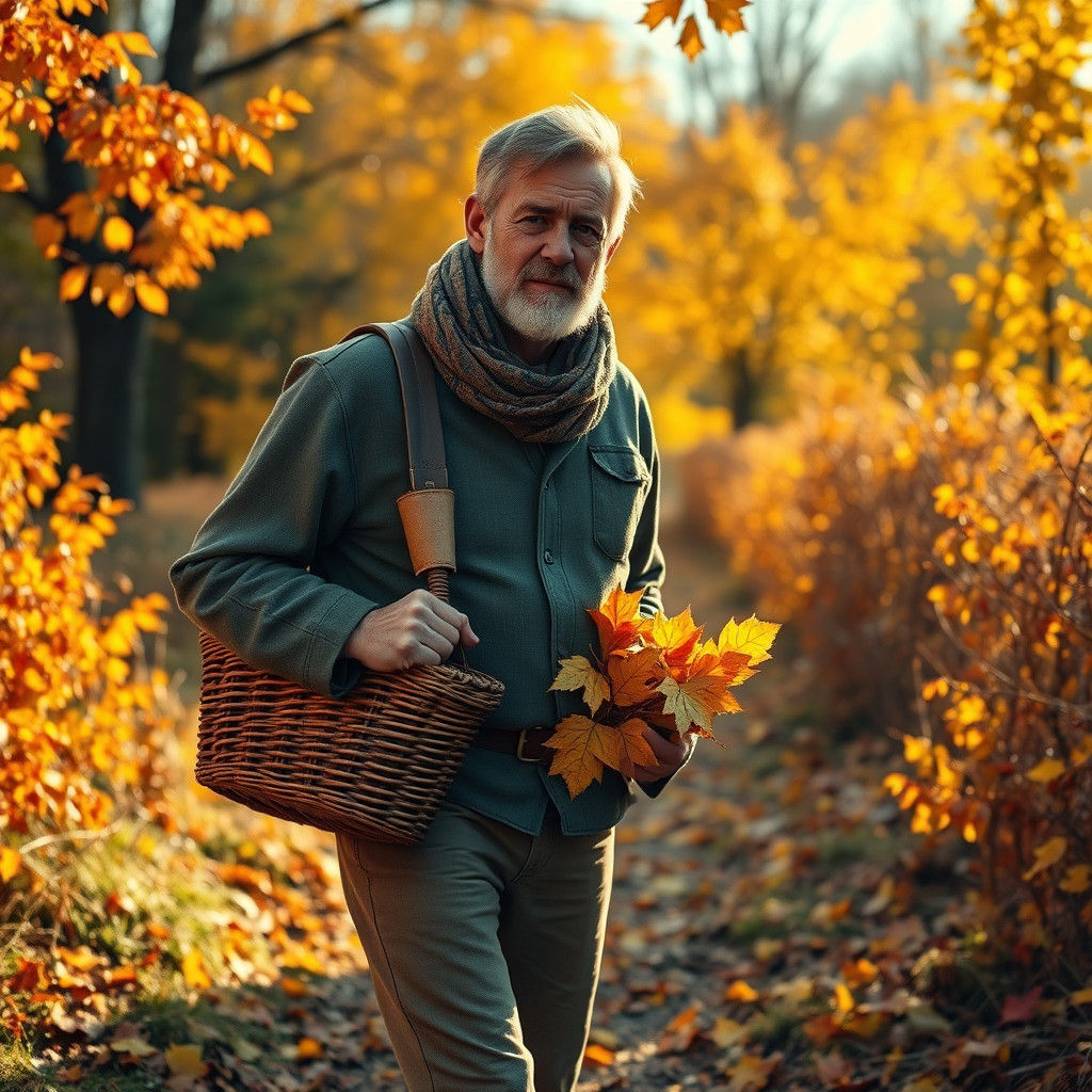 Autumnal Park: Impressionistic Leaf Gathering